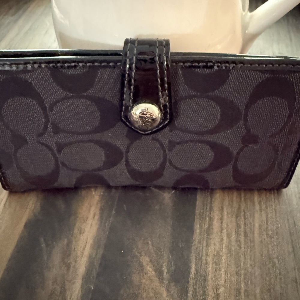 Coach Black Signature Pattern Wallet